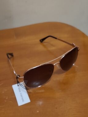 Anne Fontaine Aviator Sunglasses with Brown Lenses and Rose Gold Frame With Tag